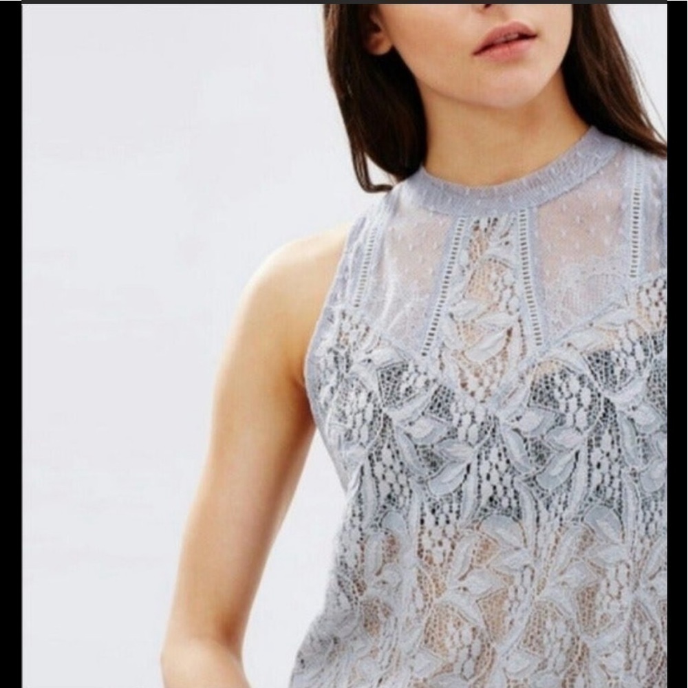 🍁SALE🍁FREE PEOPLE Lace Tunic Top Misty Blue
